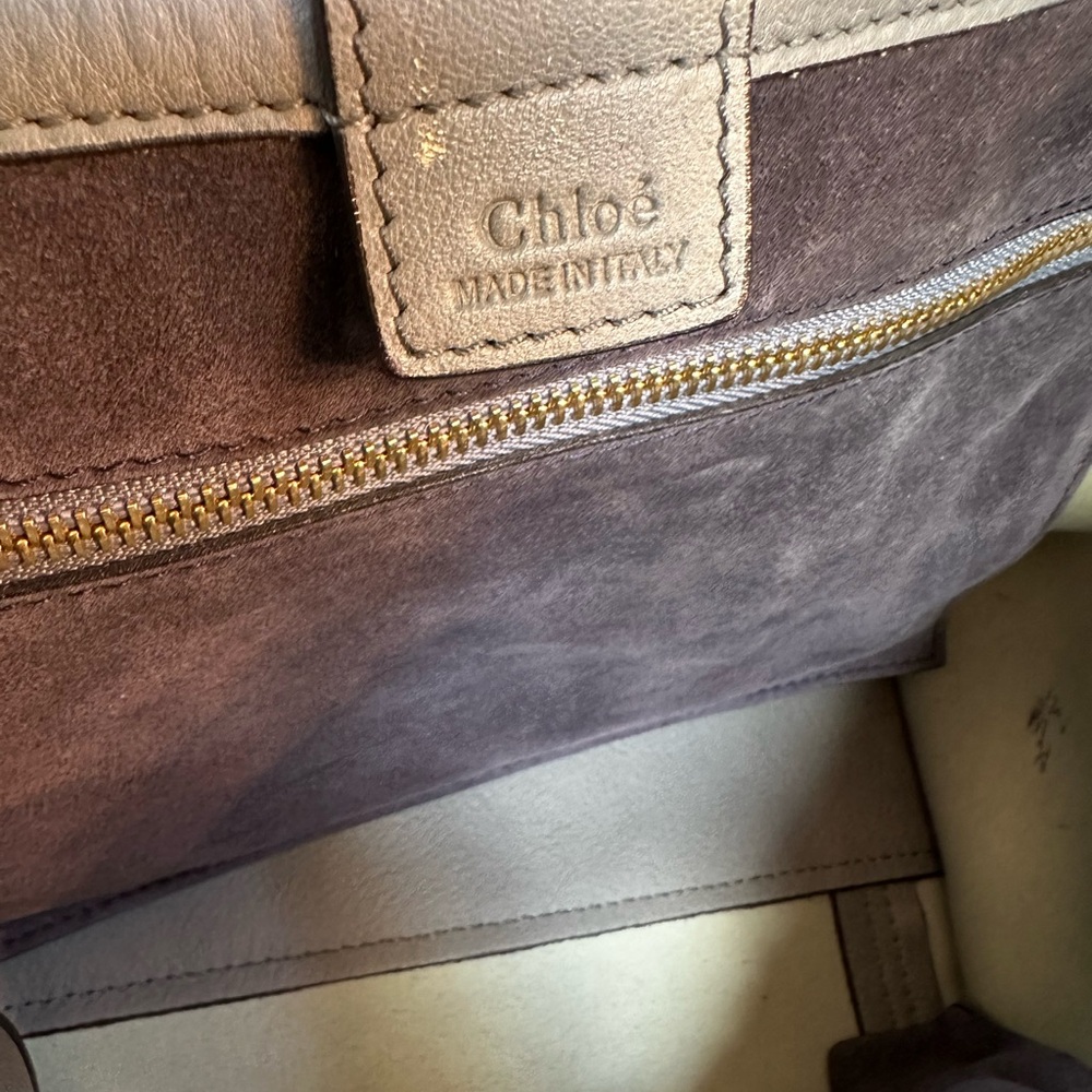 Chloé Leather Slate Blue Leather & Gray Suede Tote Bag - Picture 13 of 16